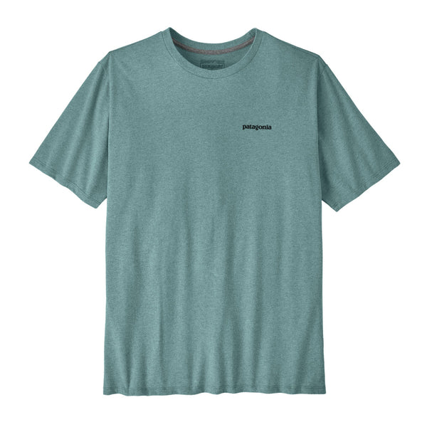 Front of the Patagonia Take a Stand Responsibili-Tee in blue sage color on a white background.