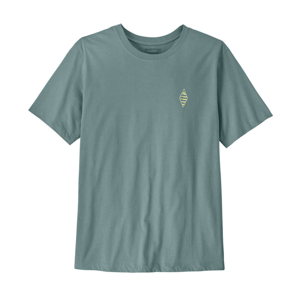 Blue sage Patagonia Men's Water People Spotter t-shirt with a small logo on the front on a white background.