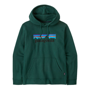 Cascade Green Patagonia P-6 Uprisal Hoody featuring the P-6 logo on the front, on a white background.