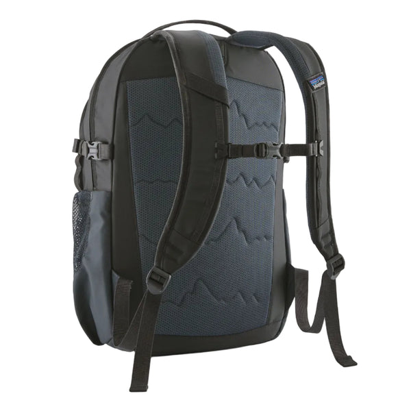 A smolder blue 26-Liter Patagonia Refugio Daypack Backpack showing the shoulder straps and back padding, on a white background.
