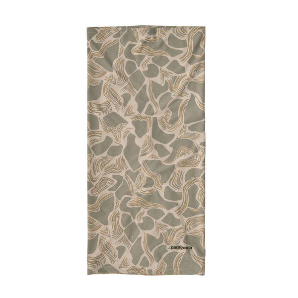 Coastal edge natural print Patagonia Sun Mask on a white background.