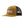Brown with a black mesh Patagonia Take a Stand Trucker Hat featuring the rainbow run patch on the front, on a white background.