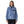 Woman wearing the two-tone mother tree pattern barnacle blue Patagonia Women's Synchilla Lightweight Snap T Fleece Pullover on a white background.