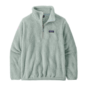 A virtually blue Patagonia Women's Los Gatos 1/4-Zip Fleece Pullover with high pile texture and small logo on front left chest, against a white background.