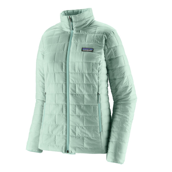 The thin ice color Patagonia Women's Nano Puff Jacket on a white background.