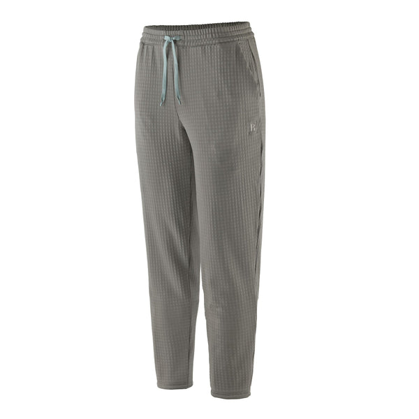 Noble grey Patagonia Women's R1 Fleece Pants on a white background.