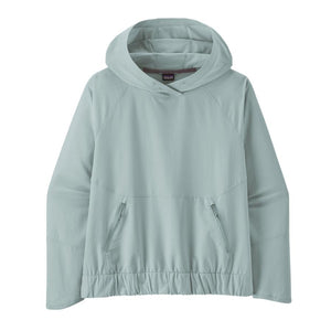 Patagonia Women's Swift Drift UPF Sun Hoody in thermal blue on a white background.