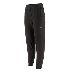 A pair of Patagonia Women's Terrebonne Joggers in black on a white background.