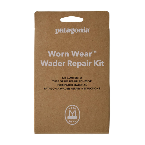 Patagonia Worn Wear Wader Repair Kit packaging on a white background.