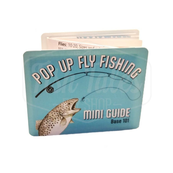 Cover of the Pop Up Fly Fishing Mini Guide, with trout fishing illustration on a white background.