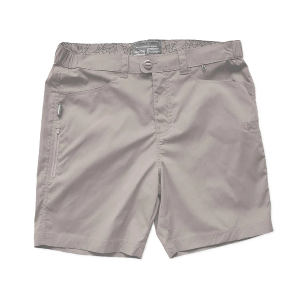 Light grey Rep Your Water Men's Bitterroot UPF Shorts on a white background.