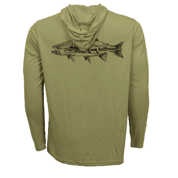 Rep Your Water Men's Hooded Grizzly Trout UPF Sun Hoody