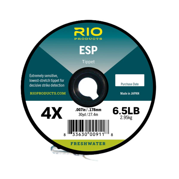 Rio Products ESP Tippet spool for fly fishing on a white background.
