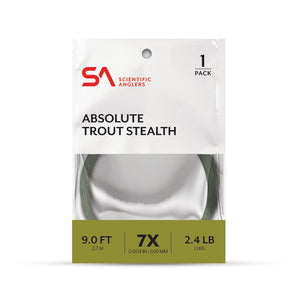 Packaged Scientific Anglers Absolute Trout Stealth Leader on a white background.