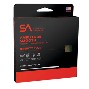 Scientific Anglers amplitude smooth infinity plus fly line packaging on a white background.