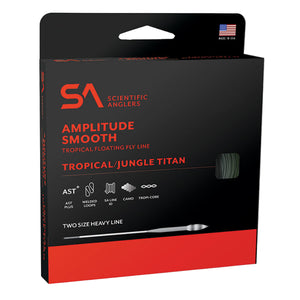 Scientific Anglers Amplitude Smooth Tropical/Jungle Titan Fly Line packaging on a white background.