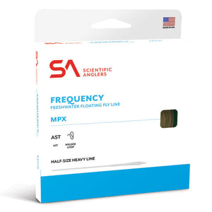 Scientific Anglers Frequency MPX freshwater floating fly line packaging on a white background.