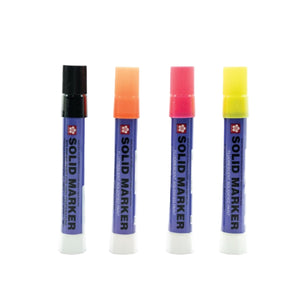 Four different colors of Scientific Anglers' Indicator marker for marking fishing lines and leaders on a white background.