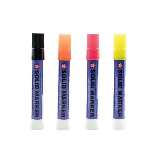 Four different colors of Scientific Anglers' Indicator marker for marking fishing lines and leaders on a white background.