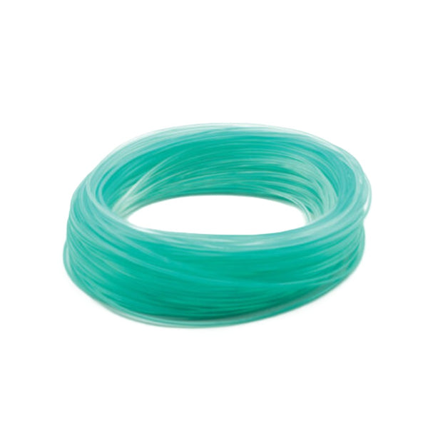 Coiled Scientific Anglers Magnitude Infinity Salt Clear Floating Fly Line in translucent horizon blue and clear, against a white background.