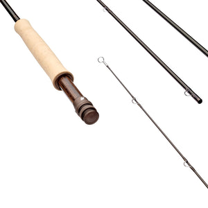 Four sections of the the Sage Arrow Freshwater Fly Fishing Rod arranged diagonally on a white background.