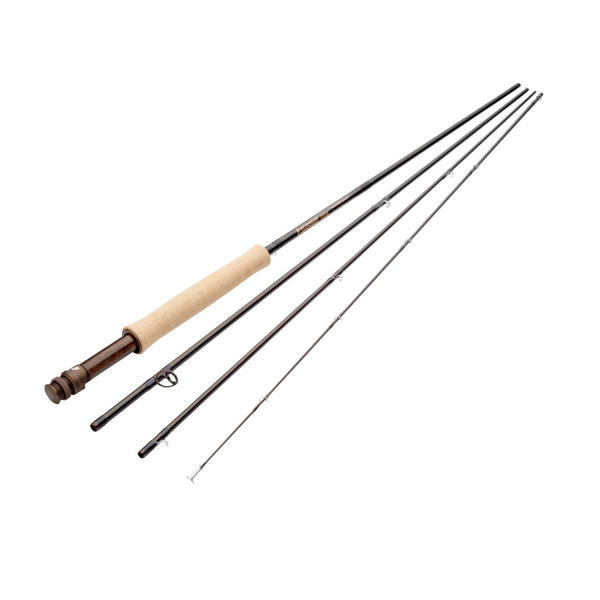 Four sections of the the Sage Arrow Freshwater Fly Fishing Rod arranged diagonally on a white background.