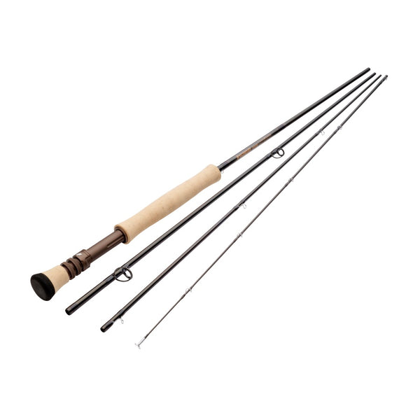 Four sections of the the Sage Arrow Saltwater Fly Fishing Rod arranged diagonally on a white background.