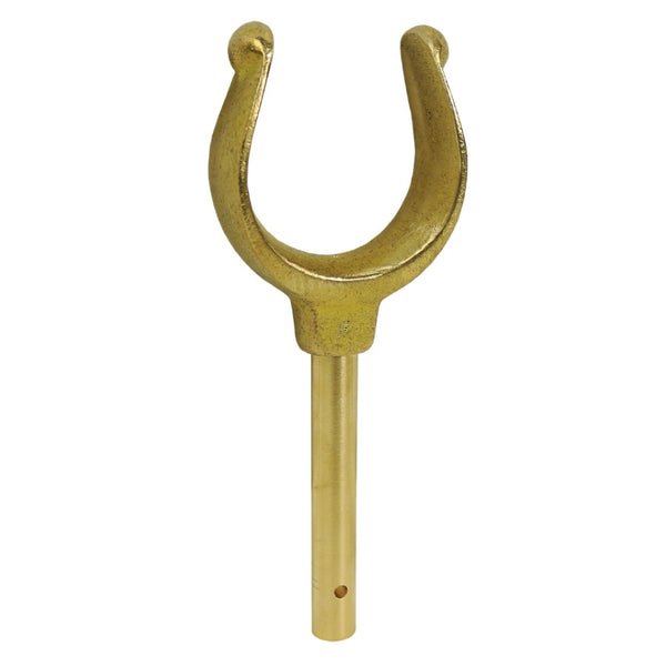 A single bronze Sawyer Canyon Lock with Split Ring attachment hole on the shaft on a white background.