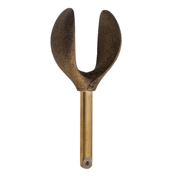 A single bronze Sawyer Cobra Oar Lock with Split Ring attachment hole on the shaft on a white background.