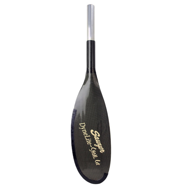 A single black Sawyer DyneLite Shoal Cut Oar Blade on a white background.