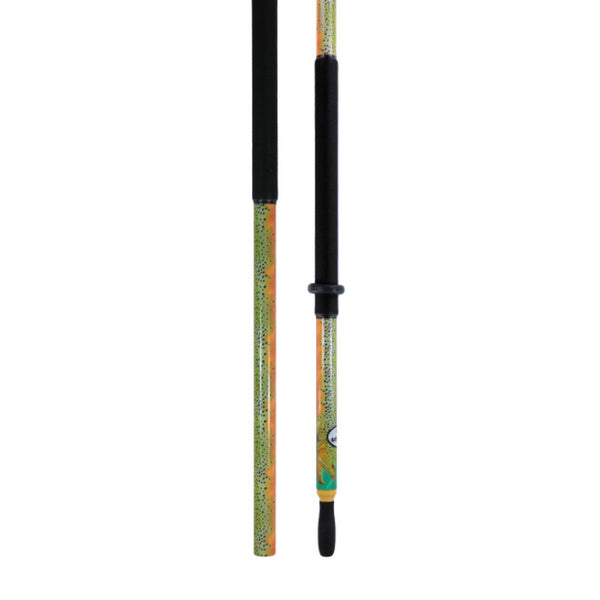 Shaft and handle the Sawyer MXS Composite  Oar Shafts with brown trout print and black wraps on a white background.