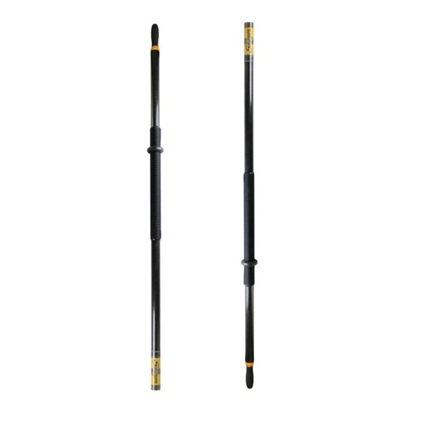 A pair of the Sawyer Polecat Fiberglass Oar Shafts in black and tan on a white background.