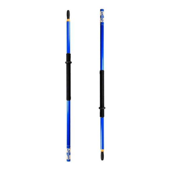 A pair of the Sawyer Polecat Fiberglass Oar Shafts in blue on a white background.