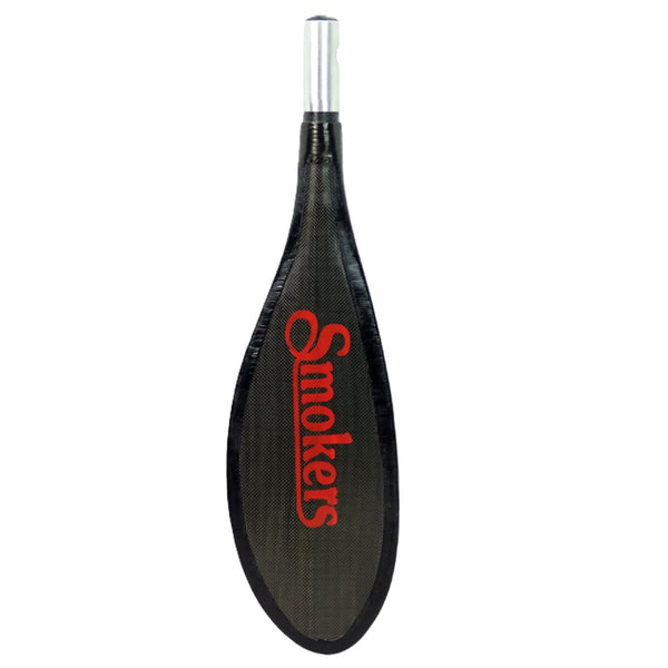 A single black Sawyer Smoker Bandit Shoal Cut Oar Blade on a white background.