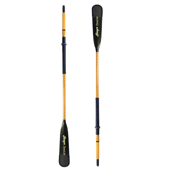 A pair of the Sawyer Dyno X SquareTop Oars with Wide Blades and standard grips on a white background.