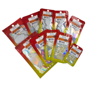 Multiple packages of Semperfli ABC Complete Crab Kits for fly tying on a white background.