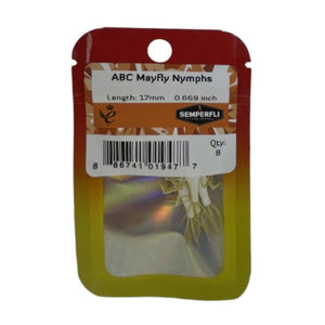 Packaged Semperfli ABC Mayfly Nymph Bodies on a white background.