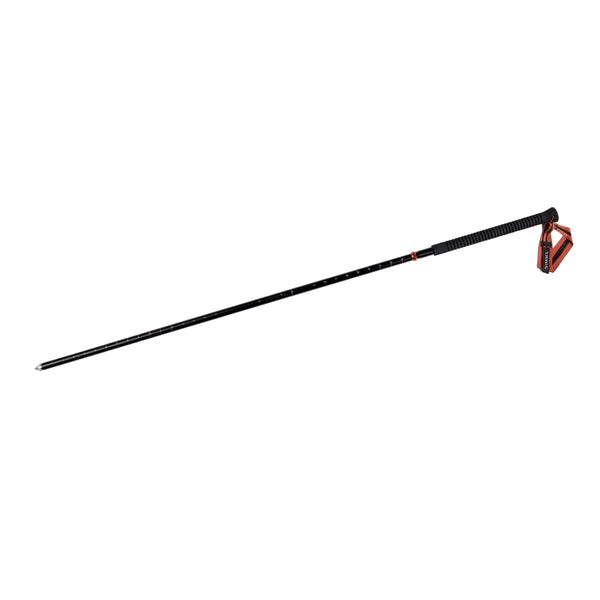 Black and orange Simms Aluminum Wading Staff fully extended on a white background.