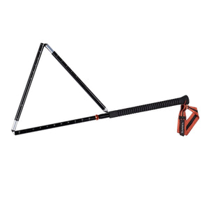 Black and orange Simms Aluminum Wading Staff with sections unfolded on a white background.