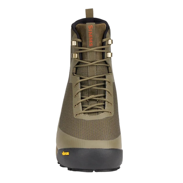 Front view of the Simms Men's Access Wading Boot for fly fishing in dark stone, on a white background.
