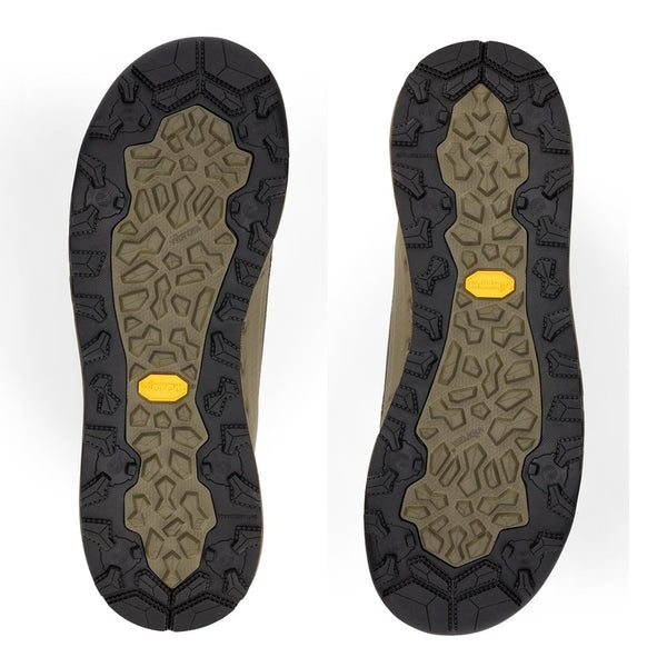 Sole view of the Simms Men's Access Wading Boot for fly fishing in dark stone, on a white background.
