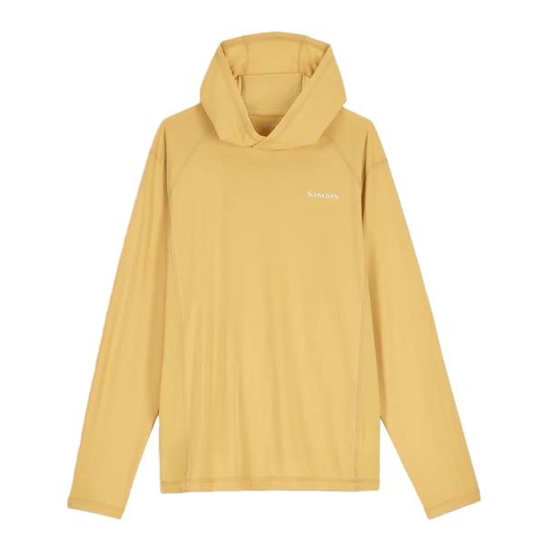 Sandbar tan color Simms Men's Challenger Solar Hoody shown from the front on a white background.