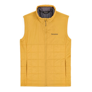Baltic Amber with grey liner Men's Simms Fall Run Insulated Vest on a white background.