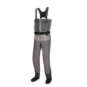 A set of the Men's Simms G4Z Zip Front Waders on a white background.