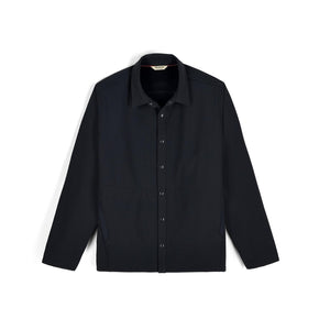 Simms Men's Harbor Shacket in black front facing on a white background.