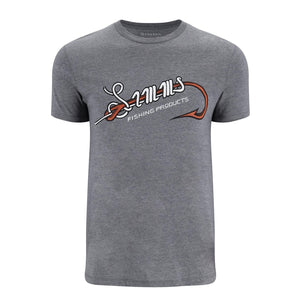 Grey Simms Men's Hook and Loop t-shirt with front graphic on a white background.