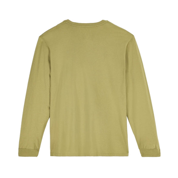 Green long-sleeve Simms Men's Logo T-shirt on a white background.