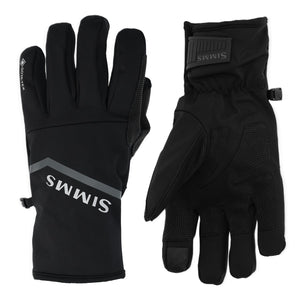 Pair of black Simms ProDry Gore-Tex gloves on a white background.