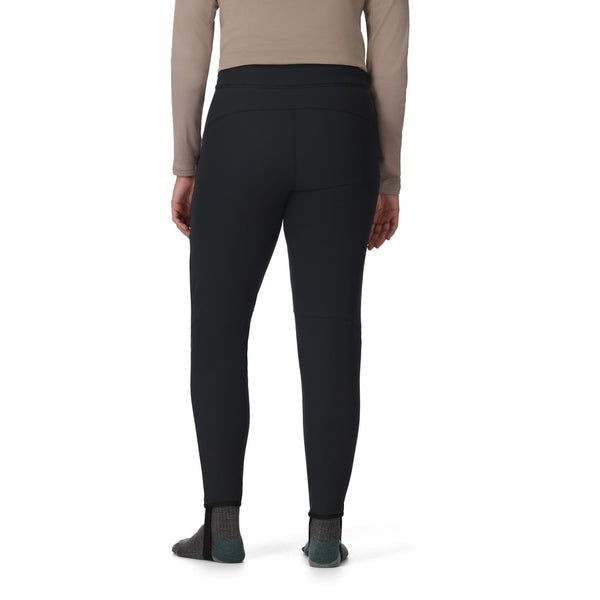 Person wearing the black Simms Women's Strata 330 Fleece Bottoms on a white background.