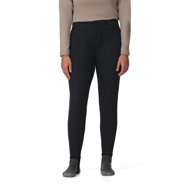 Person wearing the black Simms Women's Strata 330 Fleece Bottoms on a white background.